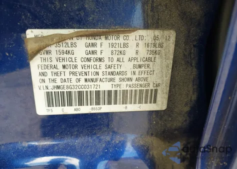 2012 Honda Fit z USA, uszkodzony, nr VIN JHMGE8G32CC031721